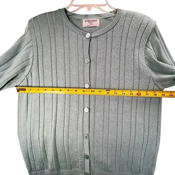 NWT Vtg Alfred Dunner Cardigan Sweater Button Down Blue USA PM Ribbed Knit - Picture 10 of 11